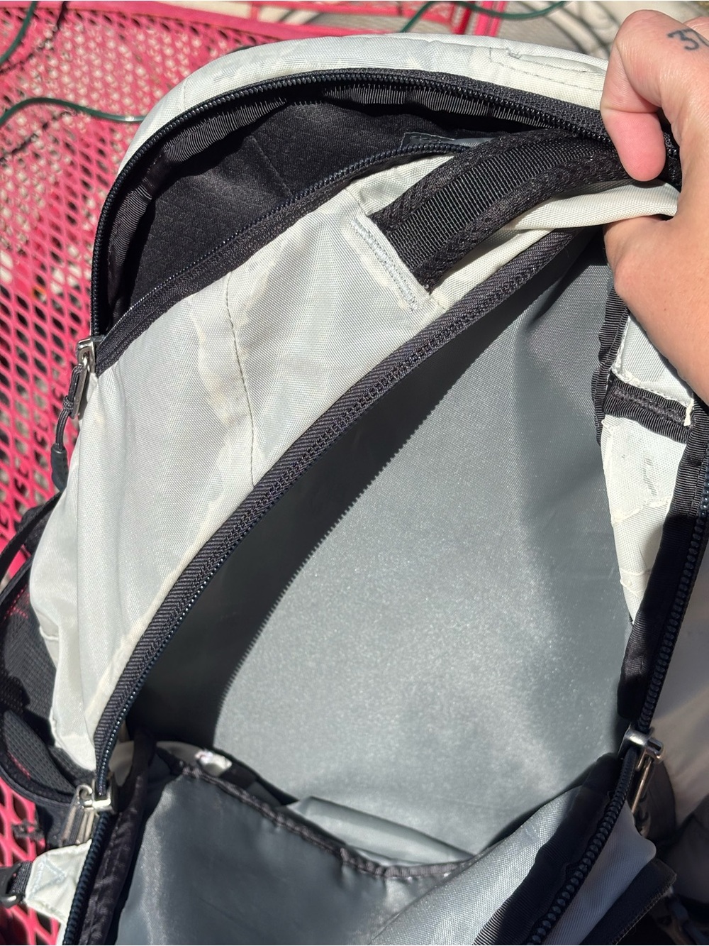 The North Face Black and White Daypack with Bungee Front - Picture 5 of 8
